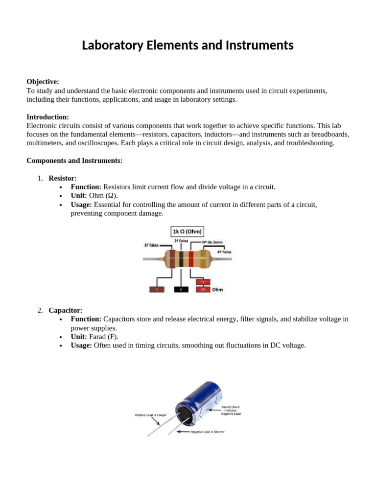 Essential Lab Instruments for Circuit Experiments | PDF | Electrical ...