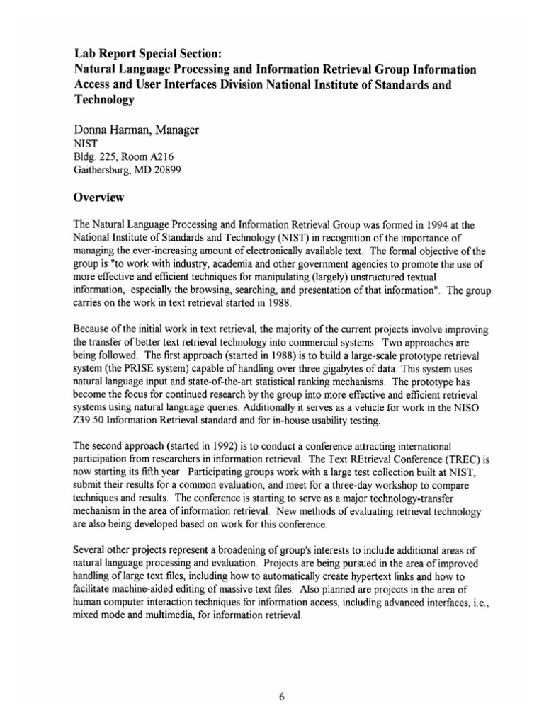 NIST Natural Language Processing Overview | PDF | Information Retrieval ...
