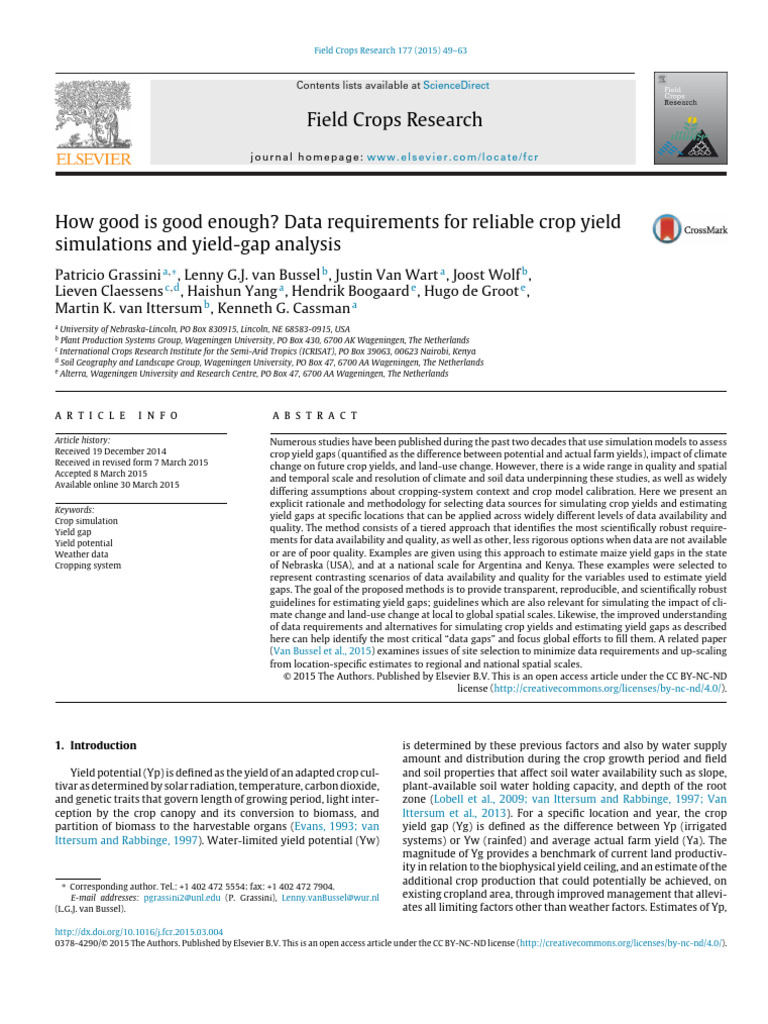 Crop Yield Simulation Data Guidelines | PDF | Climate | Meteorology