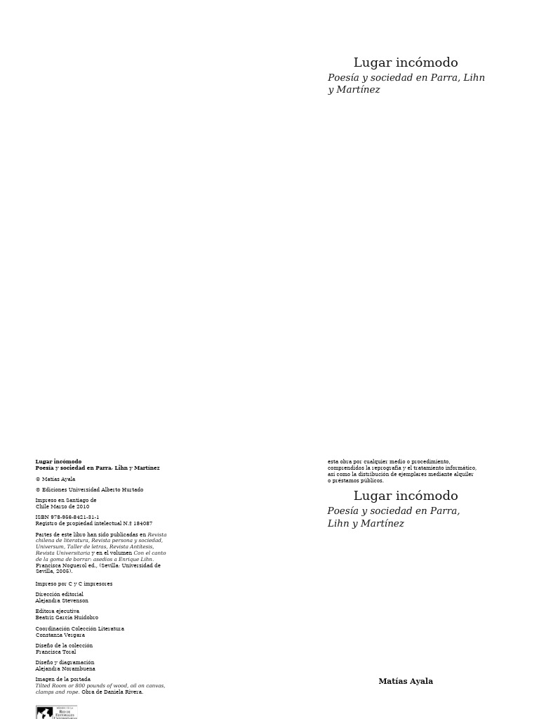 LUGAR INCOMODO Ayala | PDF | Poesía | Educación en artes liberales