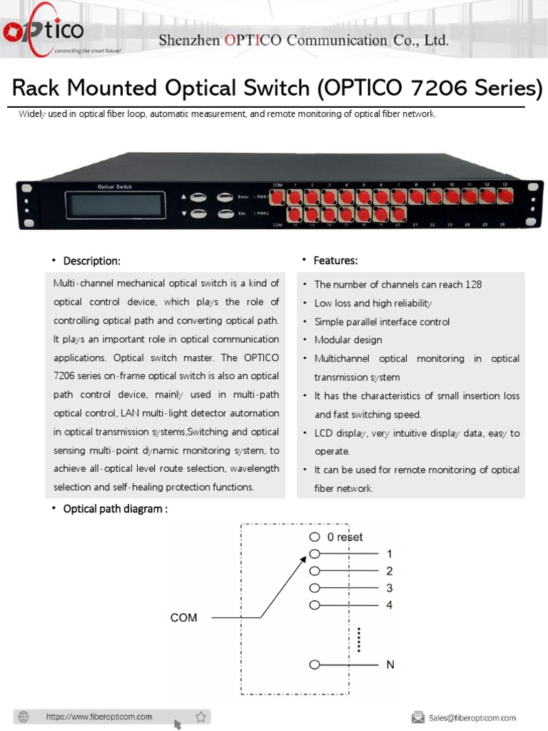 OPTICO 7206 Rack Mounted Optical Switch | PDF | Optical Fiber ...