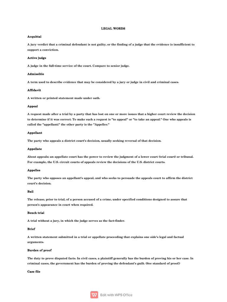 Essential Legal Terms Explained | PDF