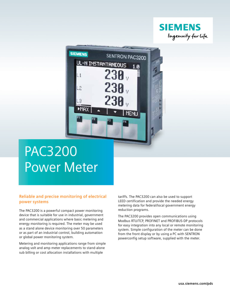 Siemens PAC3200 Power Meter Overview | PDF | Alternating Current | Ac Power