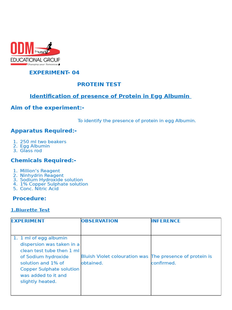 PR 04 CHE XII PROTEIN TEST - Doc 20241102 002425 0000 | PDF