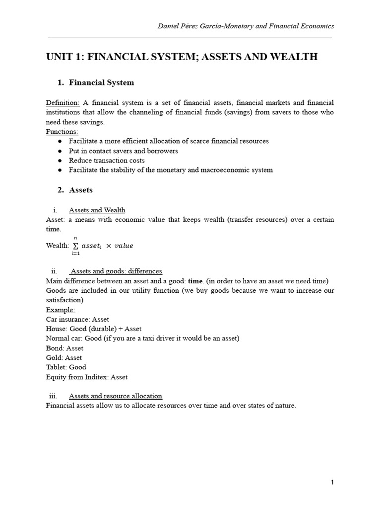 Financial System and Asset Classification | PDF | Stocks | Bonds (Finance)