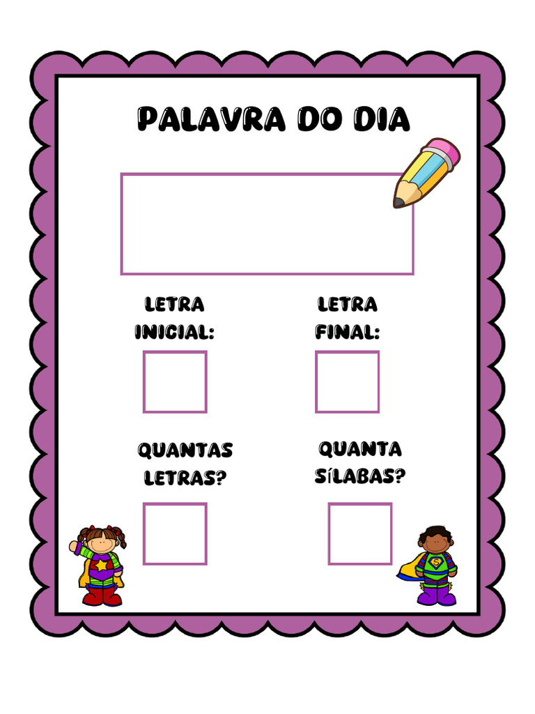 Cartaz: Palavra do Dia para Imprimir | PDF