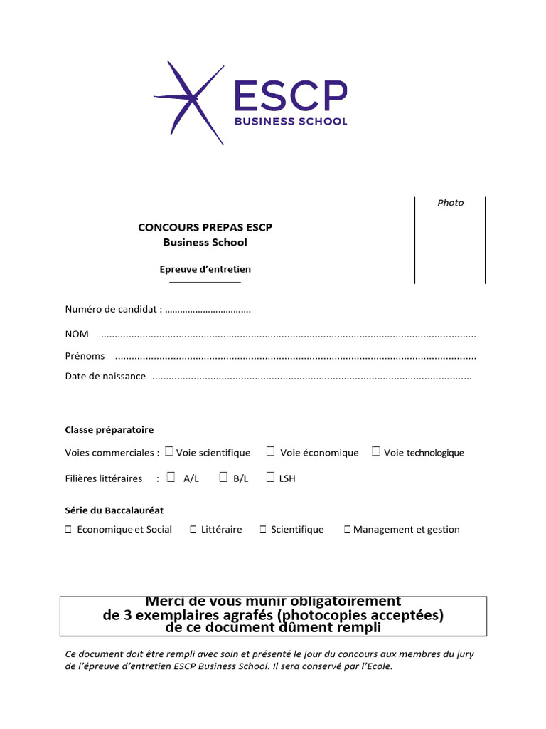 Questionnaire ESCP | PDF