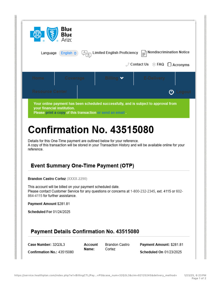 January 2025 Schedule Payment Confirmation Pdf Payments Money