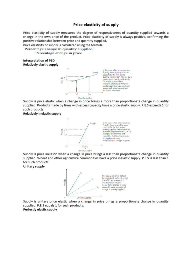 Price Elasticity of Supply | PDF | Elasticity (Economics) | Price ...