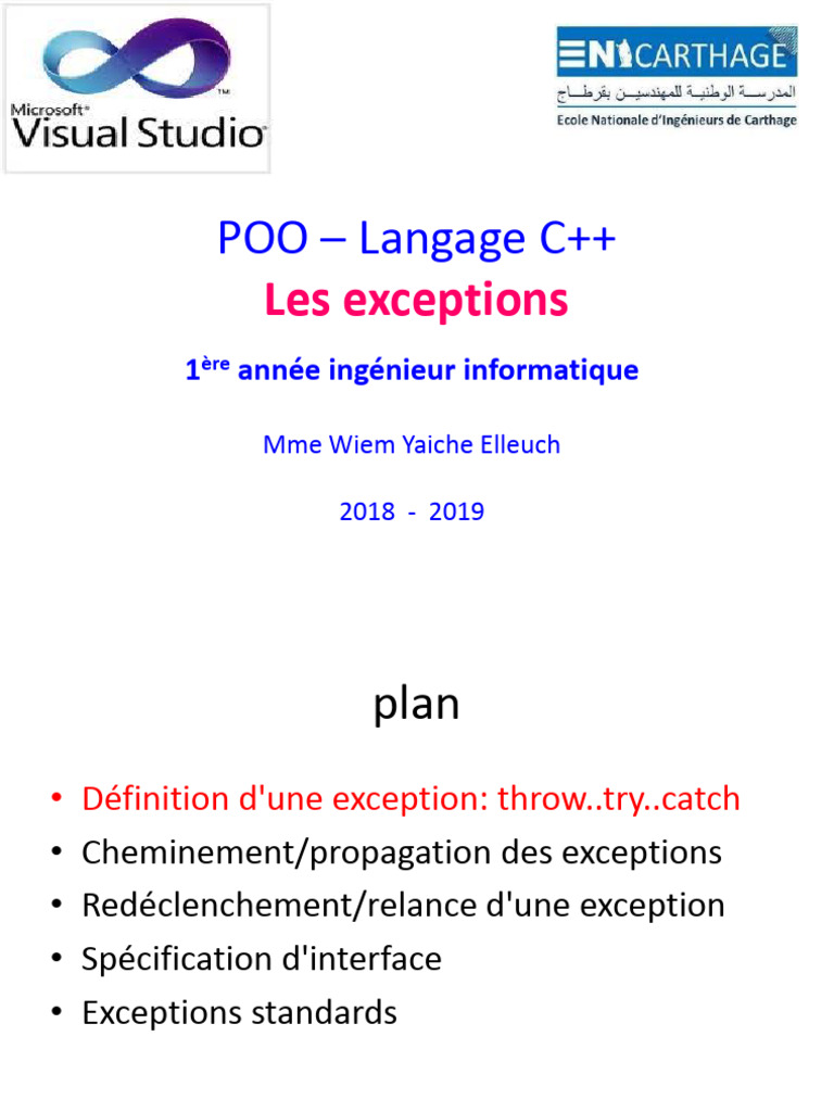 Gestion des exceptions en C++ | PDF | Programme informatique ...