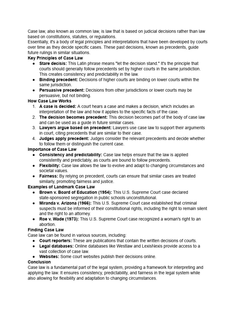 Understanding Case Law Principles | PDF | Precedent | Case Law