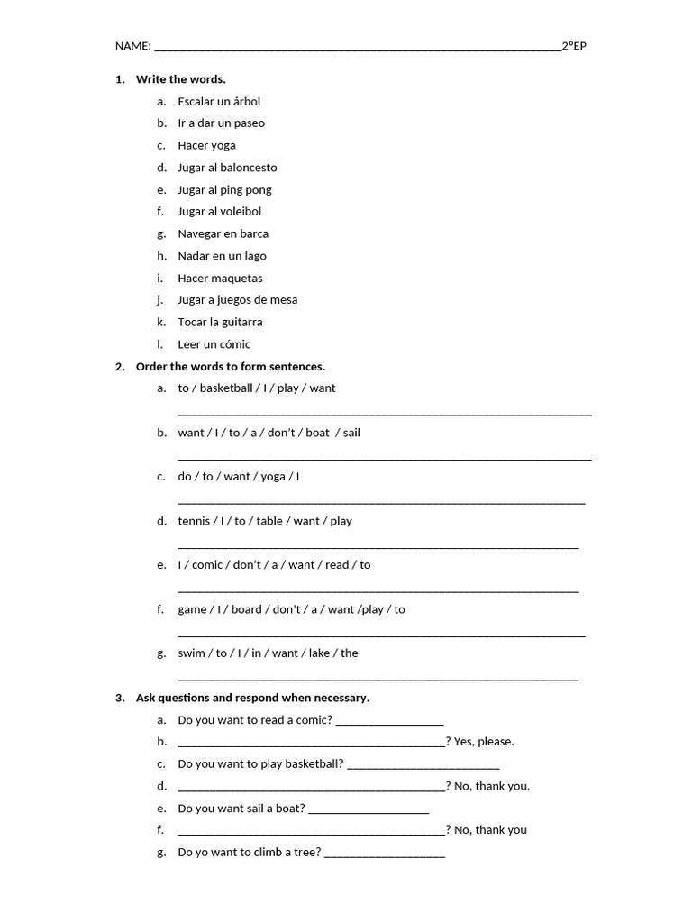 Fun Activities and Sentence Practice | PDF