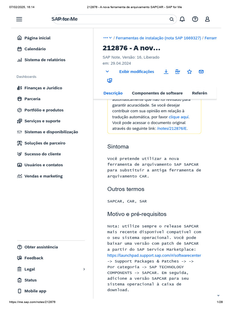 Nova ferramenta SAPCAR para arquivamento | PDF | Programas | Informática