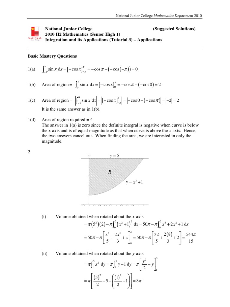 2010-H2 Maths-Integration and Its Applications (Tut 3) - Int ...