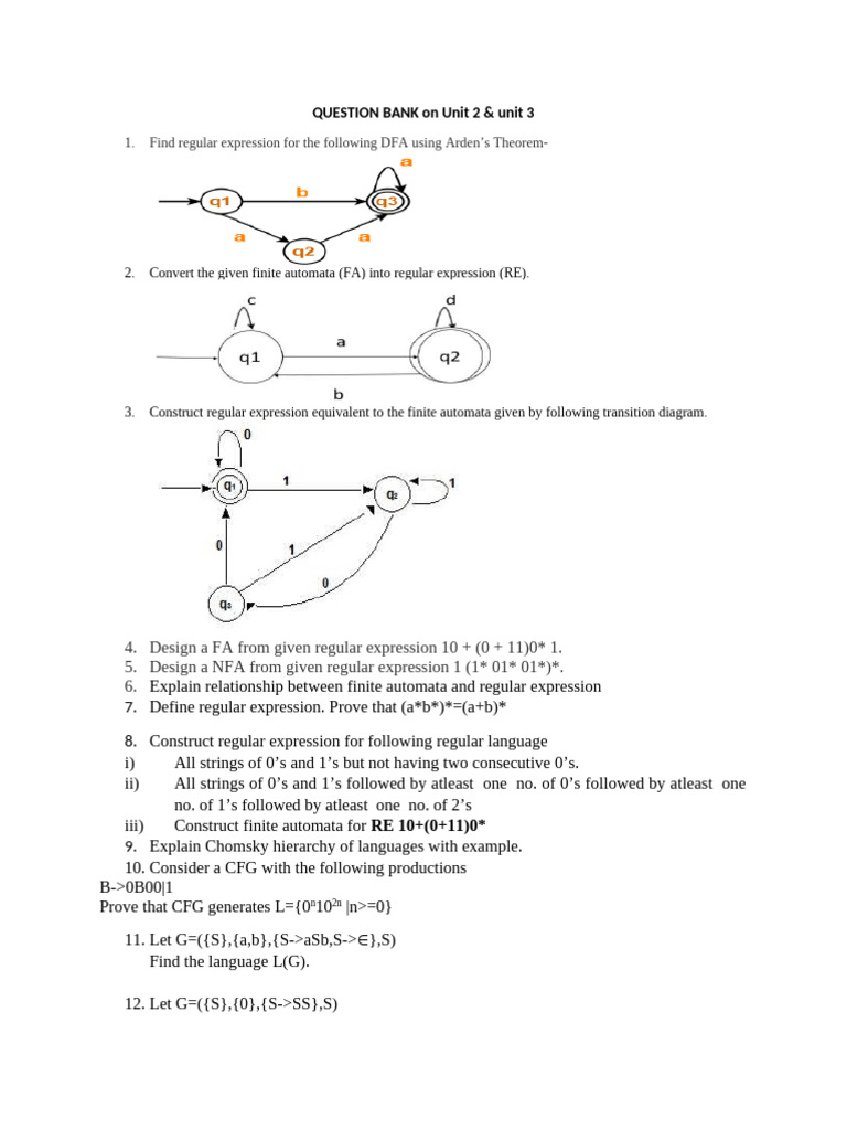 Question Bank-Unit2 | PDF