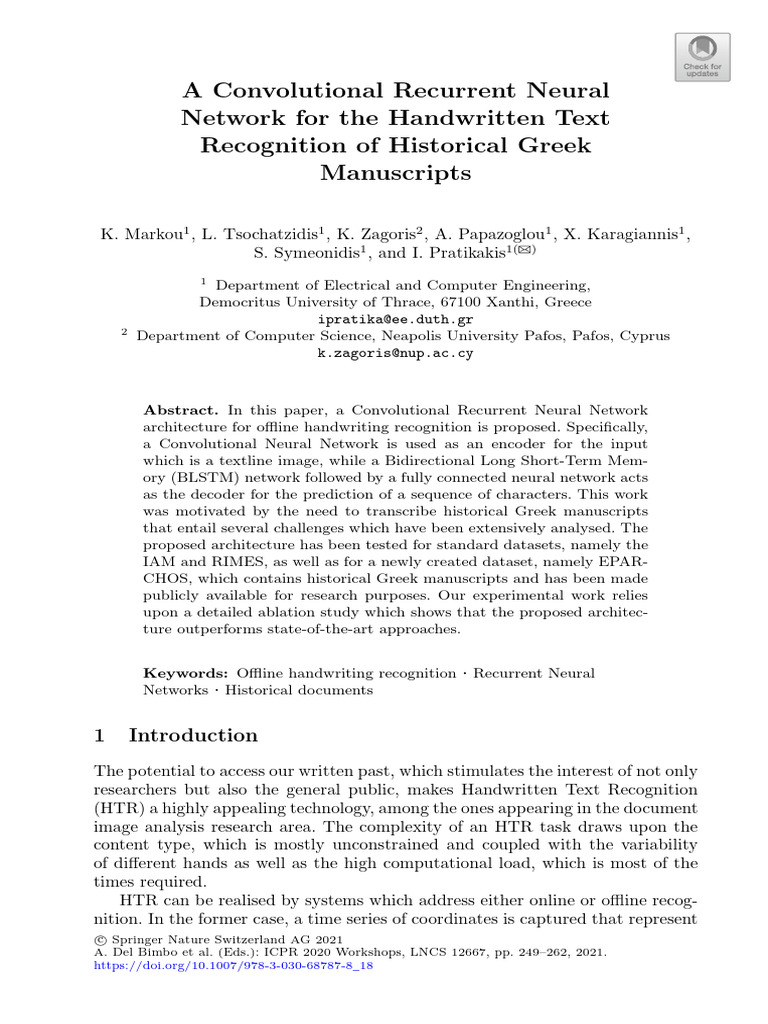 A Convolutional Recurrent Neural Network For The Handwritten Text ...