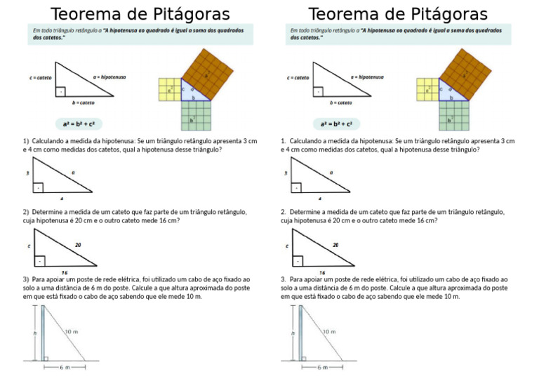 Aplicações do Teorema de Pitágoras | PDF