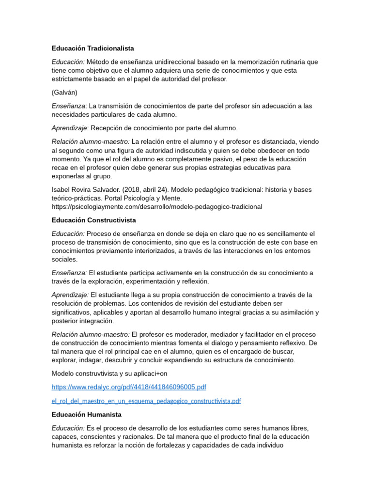 Comparativa de Modelos Educativos | PDF | Enseñando | Conocimiento