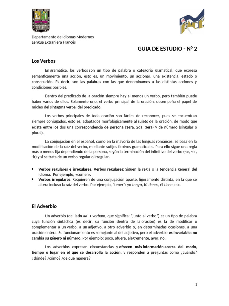 Verbos, Adverbios y Conjunciones en Español | PDF | Verbo | Adverbio
