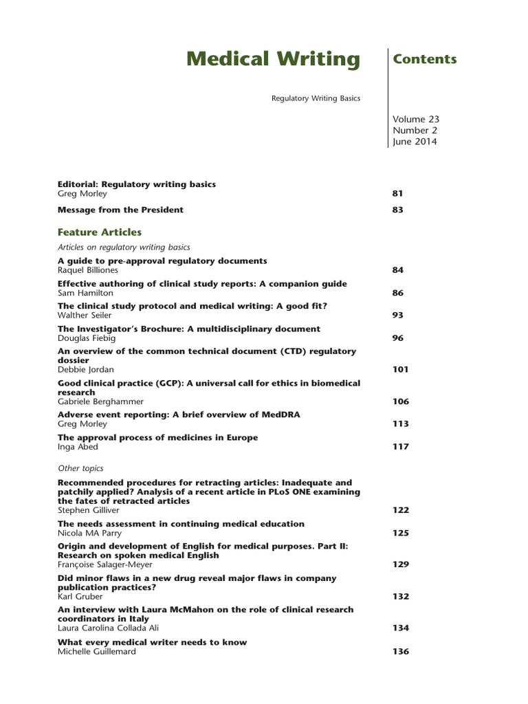 Medical Writing: Feature Articles | PDF | Clinical Trial | Pharmacology