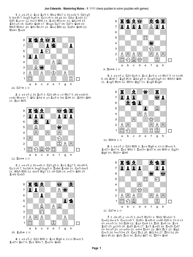 Jon - Edward Mastering - Mates Chess Puzzles | PDF | Chess | Chess Theory