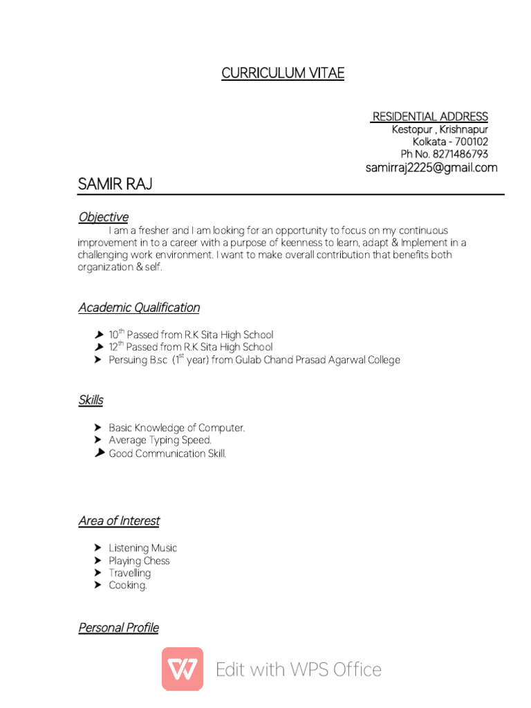 Samirraj CV | PDF