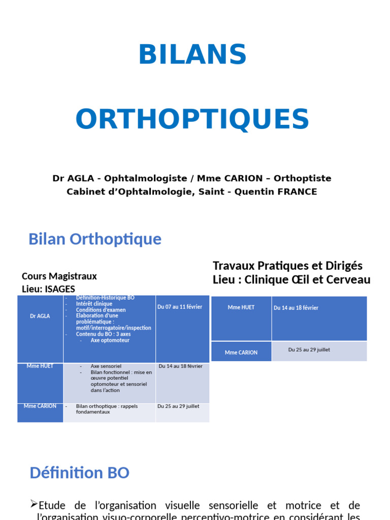 Bilan Orthoptique : Guide Complet | PDF | Ophtalmologie | Œil humain
