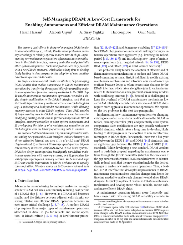 Self-Managing DRAM: A Low-Cost Framework For Enabling Autonomous and ...