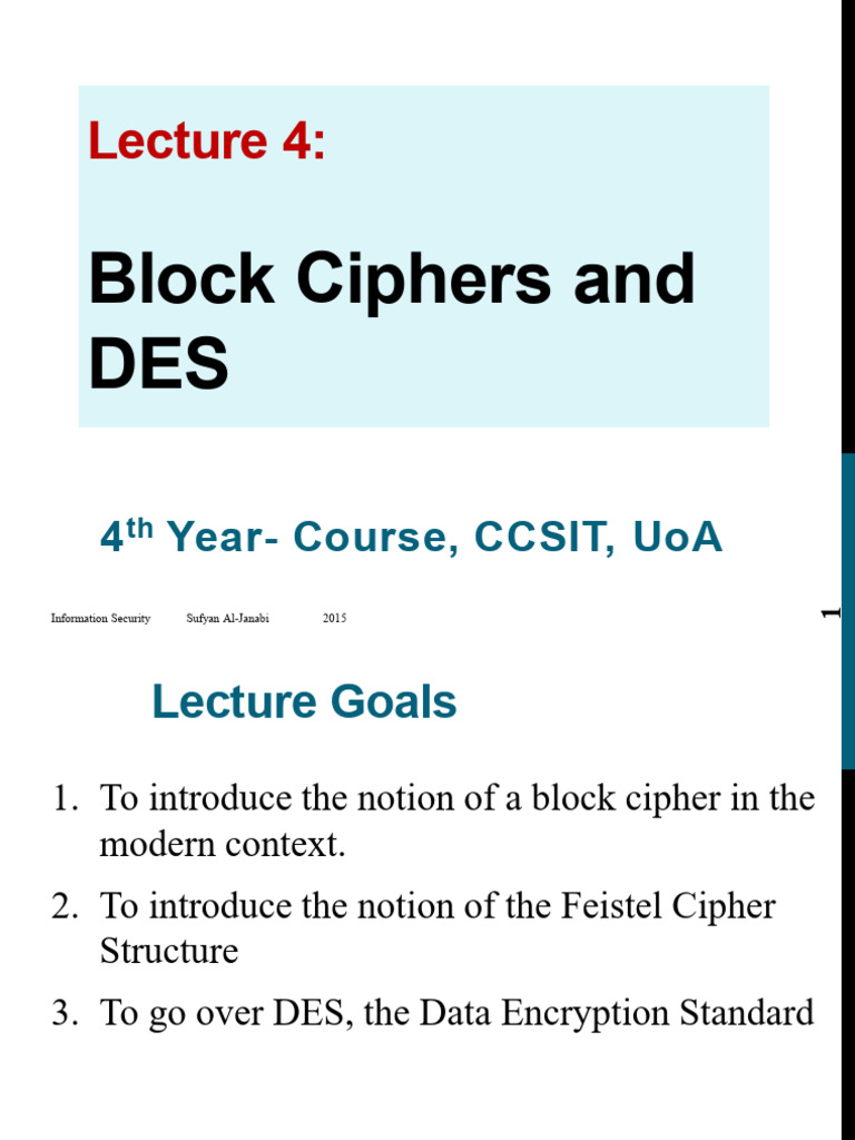 IS Lecture4 | PDF | Cipher | Espionage Techniques