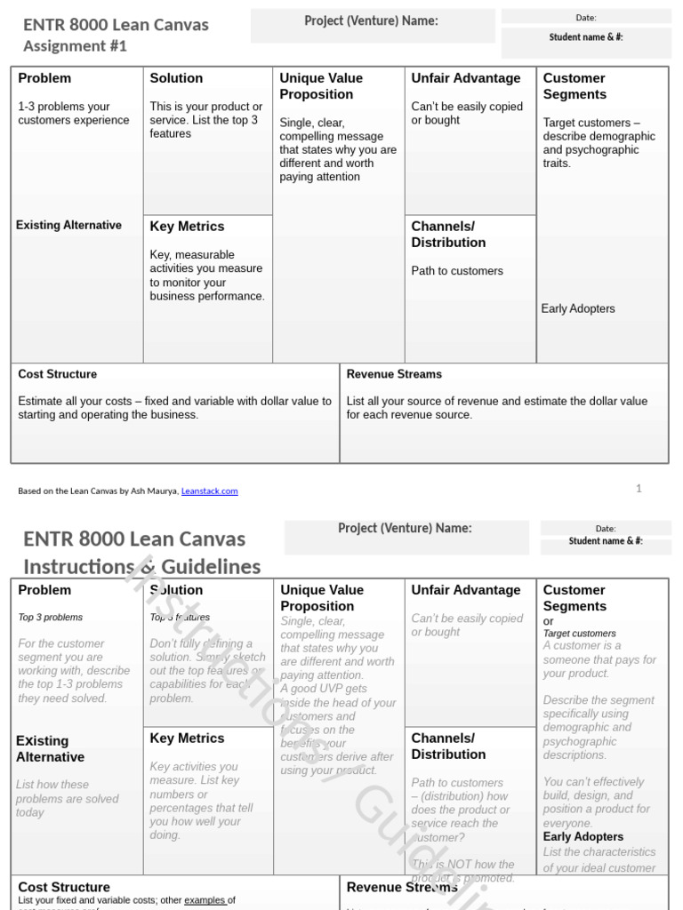 Lean Canvas Template for Startups | PDF | Lean Startup | Marketing