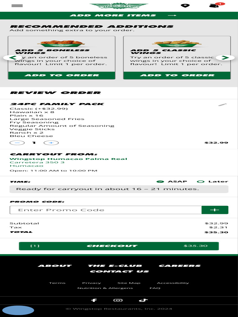 Wingstop Order Summary and Options | PDF