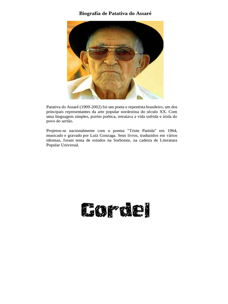 Biografia de Patativa do Assaré | PDF