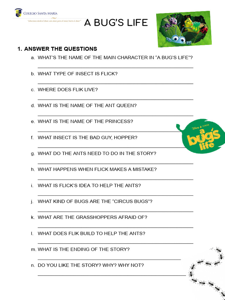 Kids' Quiz on "A Bug's Life" | PDF