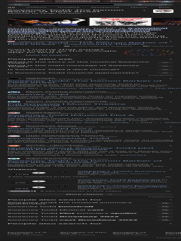 Sweeney Todd The Musical Summary Google Search PDF Broadway