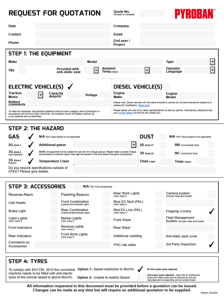 Pyroban MHE RFQ 1-2023b | PDF | Truck | Engines