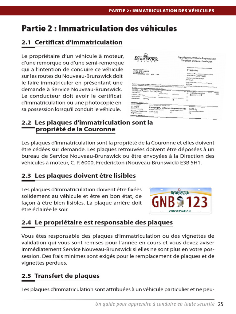 Immatriculation des véhicules au NB | PDF | Plaque d'immatriculation d ...