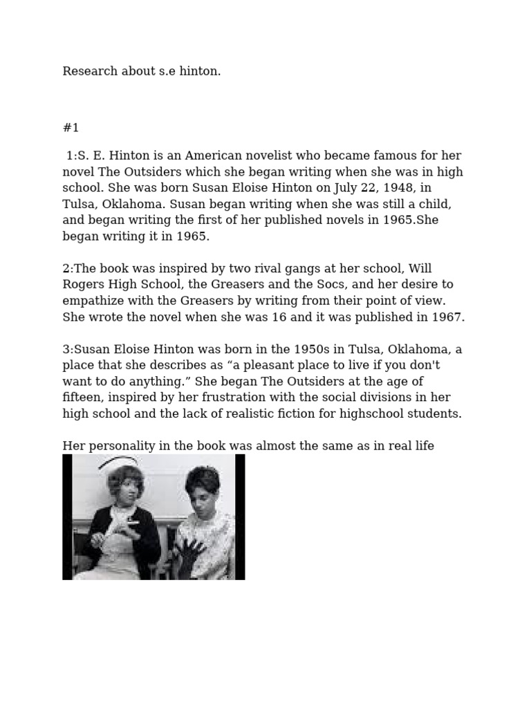 S.E. Hinton: The Outsiders' Impact | PDF