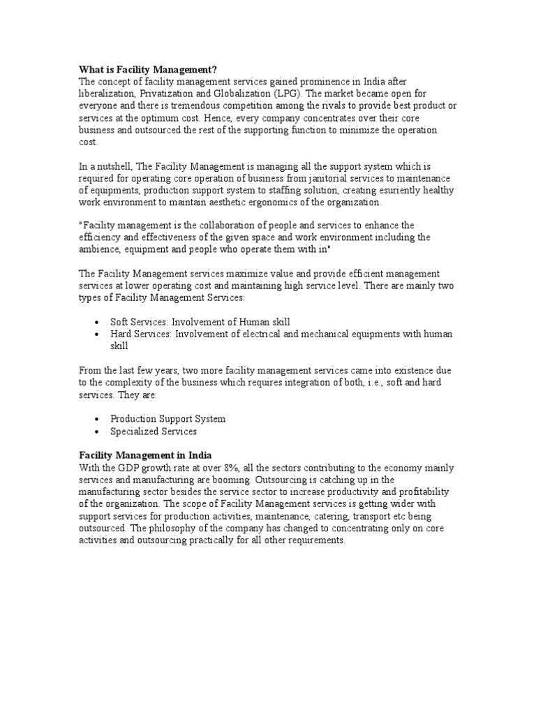 What Is Facility Management PDF Hvac Outsourcing