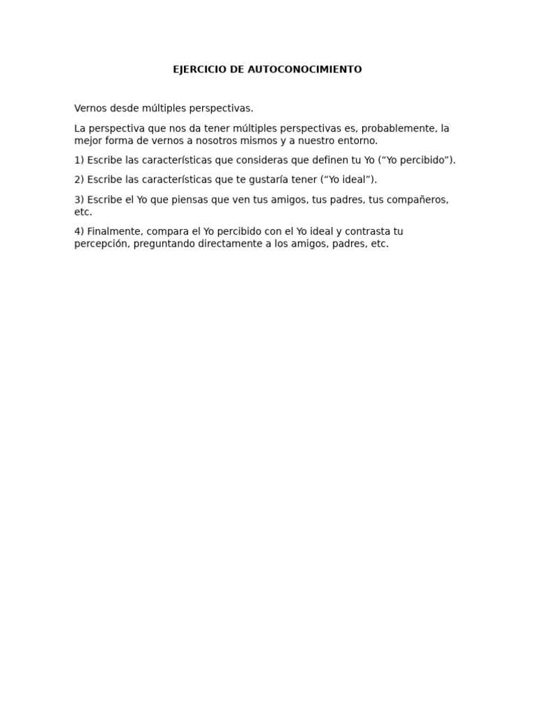 Ejercicio de Autoconocimiento Personal | PDF