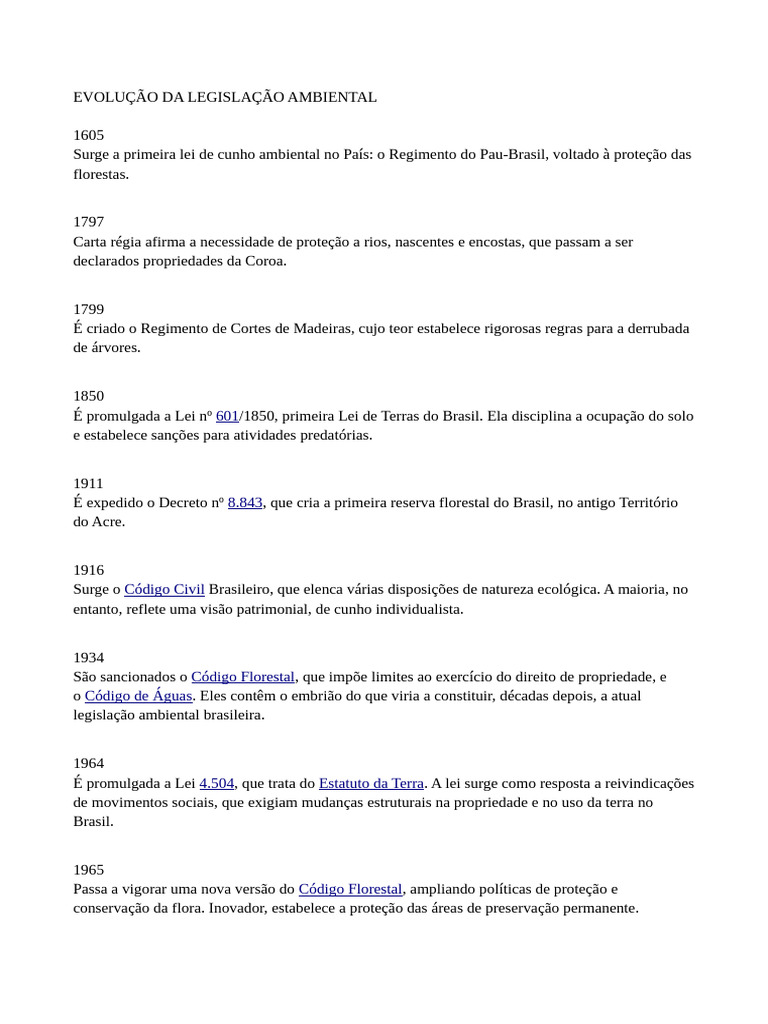 Evolução da Legislação Ambiental Brasil | PDF | CITES | Direito Ambiental