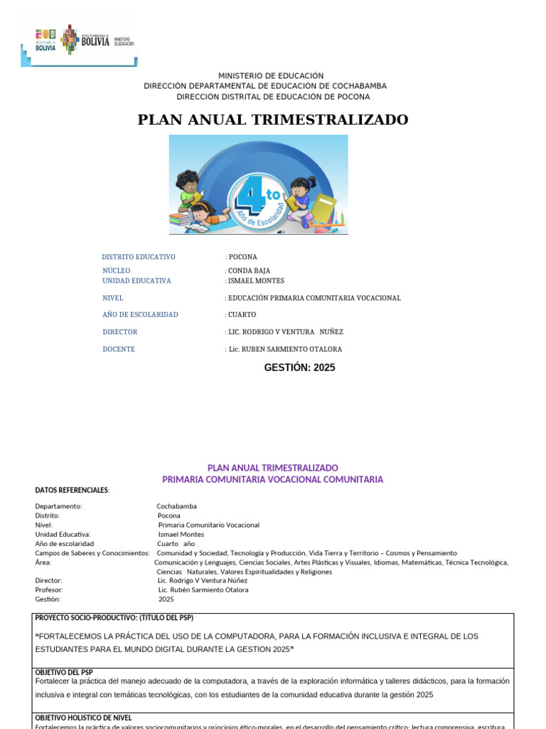 Plan Anual Primaria 2025 Pocona | PDF | Geometría | Comunicación
