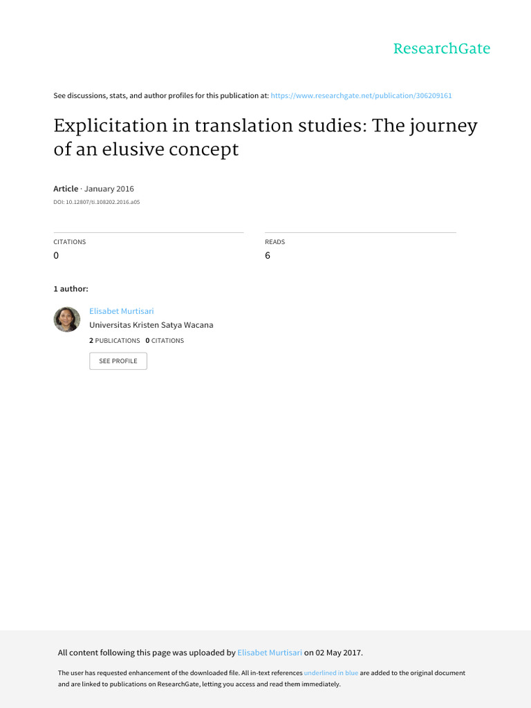 Murtisari - Explicitation - Journey of Elusive Concept - Trans-Int ...