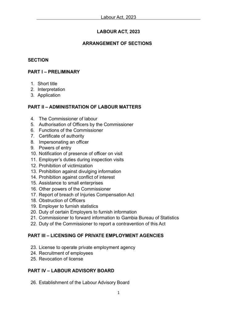 Labour Act 2023 Overview | PDF | Employment | Labour Law