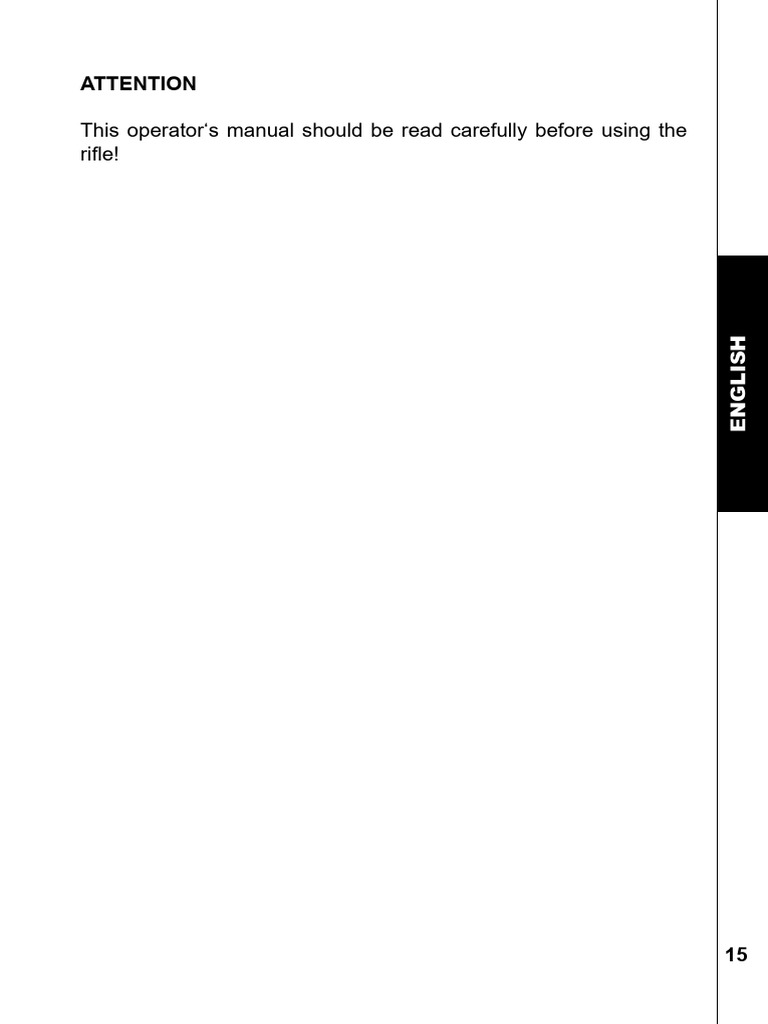 Rifle!: This Operator S Manual Should Be Read Carefully Before Using ...