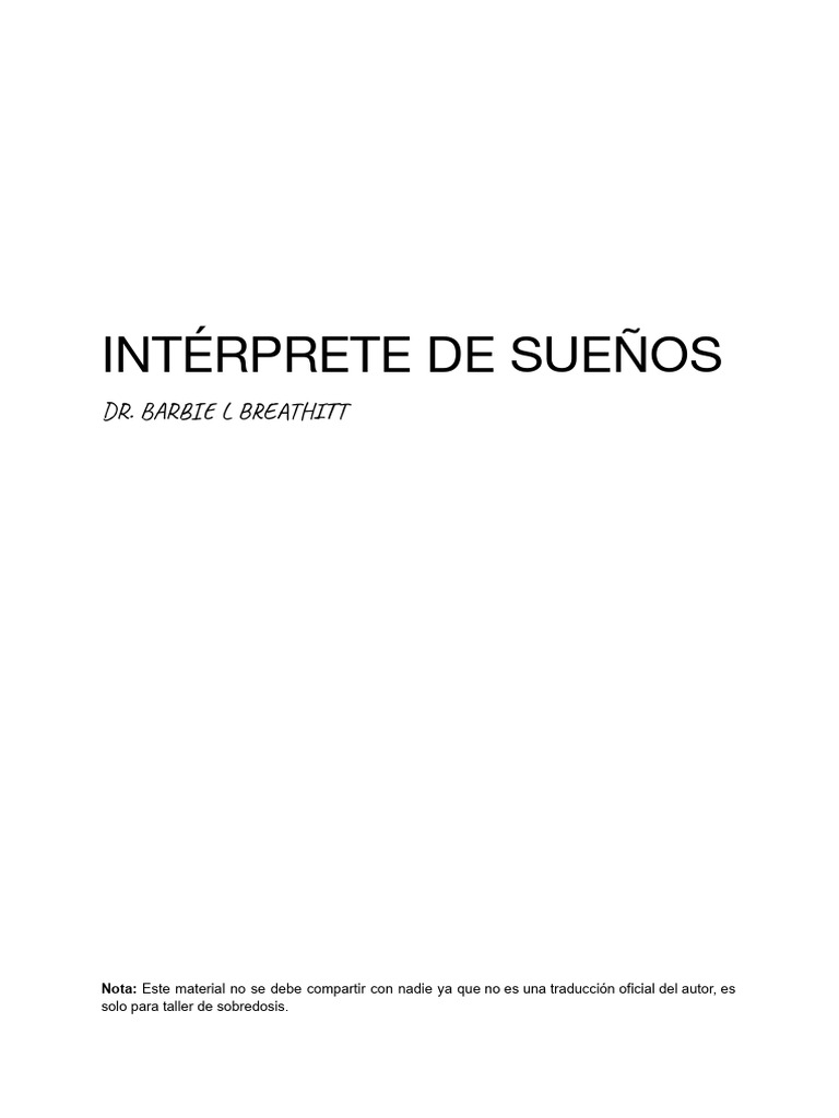 INTÉRPRETE DE SUEÑOS - DR. BARBIE L Capitulo 1 y 2 BREATHITT | PDF | Pablo el apóstol | Moisés