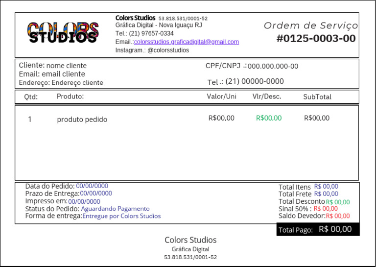 Gráfica Digital Colors Studios - Nova Iguaçu | PDF