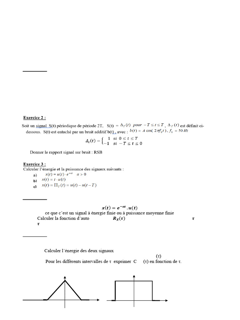 Exercices de traitement du signal 2023-2024 | PDF | Analyse mathématique