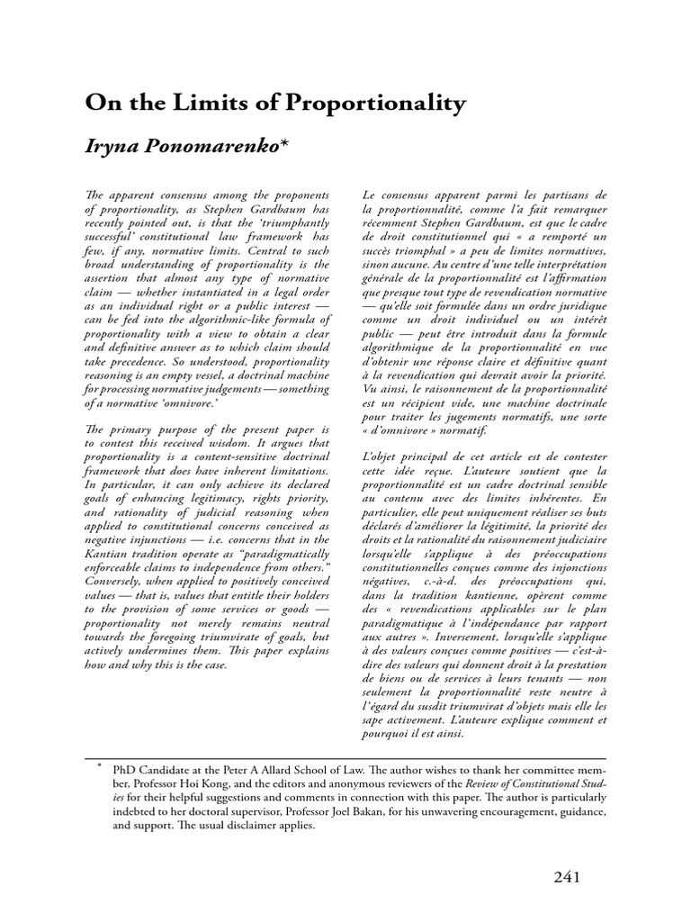 Limits of Proportionality in Law | PDF | Immanuel Kant | Rights