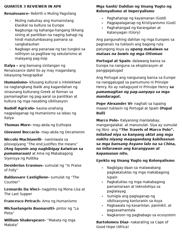 3rd Quarter Reviewer 1 | PDF