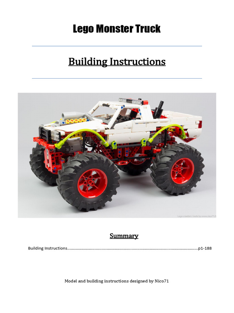 Lego Monster Truck Instructions by Nico 71 | PDF